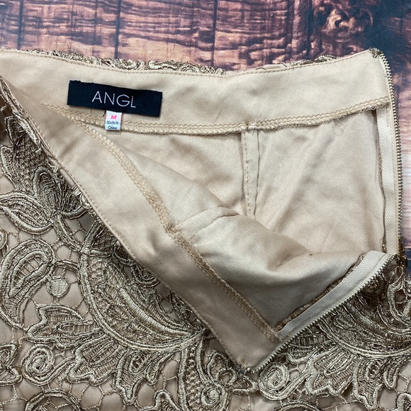 RELISTED Angl Gold Nude Lace 2 piece Set Prom Dress Skirt - Picture 9 of 11